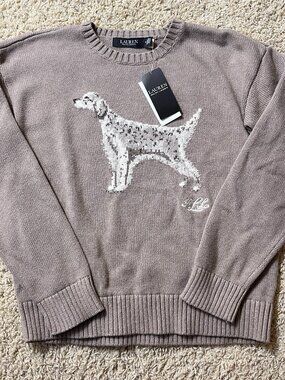 NWT Ralph Lauren English Setter Intarsia Knit Dog Sweater